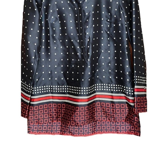 J Crew Drapey In Ratti Blue Red Geometric Print Long Sleeve High Low Tunic XXS - Picture 5 of 12